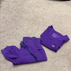 FIGS Scrub Set Digital Grape Purple Catarina Top and Zamora Joggers